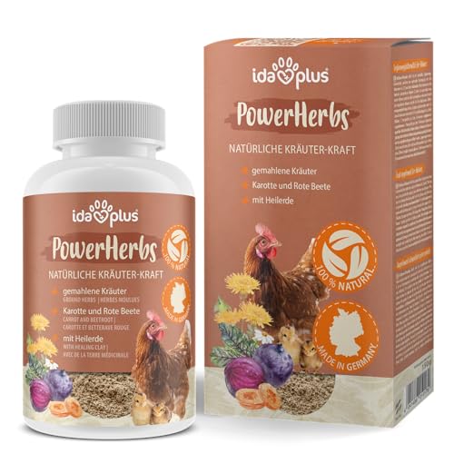 Ida Plus PowerHerbs 150 g – Mischung aus wertvollen Kräutern – für Verdauung bei Hühnern – ausgewogenes Futter für alle Geflügelarten - 100% natürlich für die Gesundheit der Tiere von Ida Plus