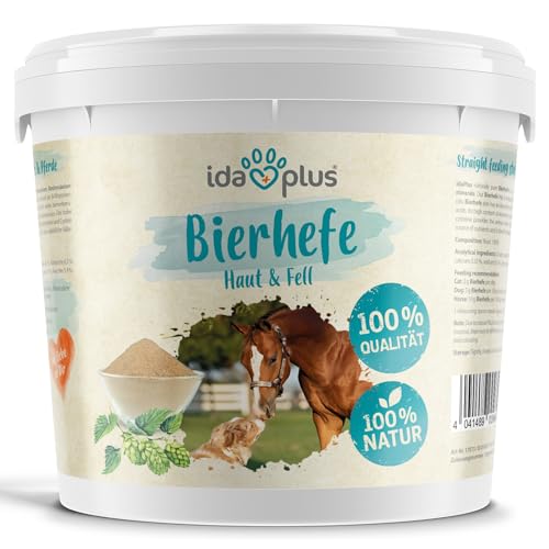 Ida Plus - Reines Bierhefe-Pulver - 1,5 kg - 100% Naturprodukt für Hunde, Katzen & Pferde - Futterergänzung für glänzendes Fell & kräftige Haut - reich an B-Vitaminen, Mineralien & Spurenelemente von Ida Plus