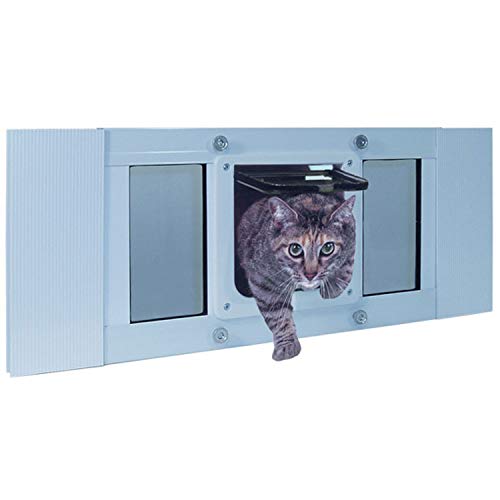 Ideal Pet Products Haustiertür, Aluminium, verstellbar für Fensterbreite von 68,6 cm bis 81,3 cm, Katzenklappe 16,5 x 16,5 cm Klappengröße, 27SWDCF von IDEAL PET PRODUCTS SINCE 1979