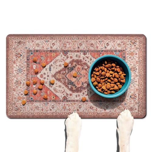 Saugfähige Futternapfmatte für Futter und Wasser, Futtermatte für Katzen mit rutschfester Gummi-Unterseite, Hundefuttermatten für Böden, wasserdicht, 40,6 x 61 cm von Ideasonna
