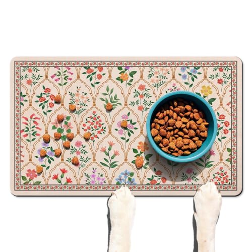 Saugfähige Futternapfmatte für Futter und Wasser, Futtermatte für Katzen mit rutschfester Gummi-Unterseite, Hundefuttermatten für Böden, wasserdicht, 43,2 x 76,2 cm von Ideasonna