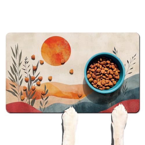 Saugfähige Futternapfmatte für Futter und Wasser, Futtermatte für Katzen mit rutschfester Gummi-Unterseite, Hundefuttermatten für Böden, wasserdicht, 61 x 81,3 cm von Ideasonna