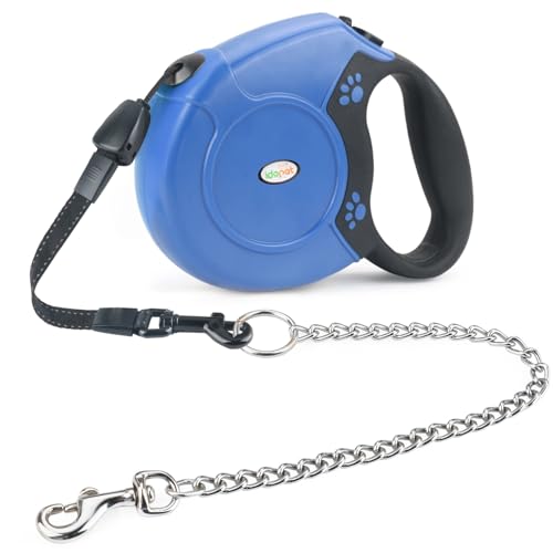 Idepet Einziehbare Hundeleine, robust, für kleine und mittelgroße Hunde, Kettendesign aus Stahl, kausicher, 360 Grad, kein Verheddern, Brechen und Verriegelungssystem, Leine 26 cm Idepet Einziehbare Hundeleine, robust, für kleine und mittelgroße Hunde, Kettendesign aus Stahl, kausicher, 360 Grad, kein Verheddern, Brechen und Verriegelungssystem, Leine 26 cm von Idepet