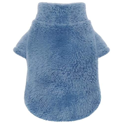 Idepet Fleece-Hundepullover, Samt, Welpenkleidung, flauschige Katzenbekleidung, weiche Thermo-Haustier-Outfits, Mantel für Herbst und Winter (Blau, XXS) von Idepet