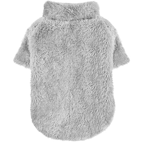 Idepet Fleece-Hundepullover, Samt, Welpenkleidung, weiche Katzenbekleidung – Thermo-Haustiermantel für Herbst und Winter (Grau, L) von Idepet