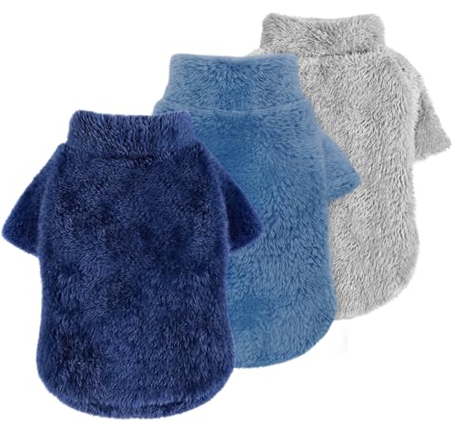 Idepet Fleece-Hundepullover, Samt, flauschige Katzenbekleidung, weiche Outfits, Thermo-Haustierkleidung für Herbst und Winter, Mantel für kleine Hunde, 3 Stück Idepet Fleece-Hundepullover, Samt, flauschige Katzenbekleidung, weiche Outfits, Thermo-Haustierkleidung für Herbst und Winter, Mantel für kleine Hunde, 3 Stück von Idepet