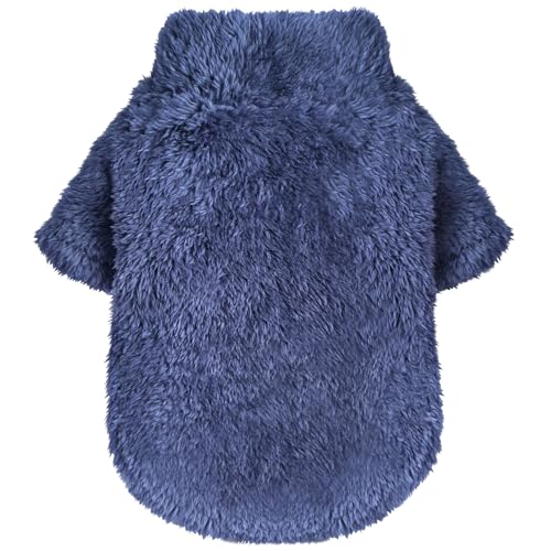 Idepet Fleecepullover für kleine Hunde und Welpen, Samt-Katzenbekleidung, weiche Thermo-Hundebekleidung für Herbst und Winter, Marineblau, Größe XXS von Idepet