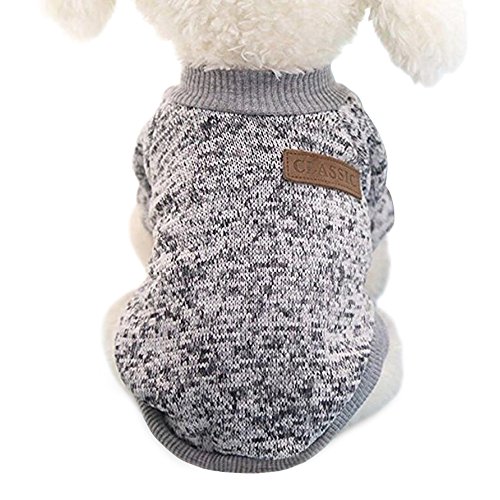 Idepet Haustier Katze Hundepullover, Warmer Hundepullover Katzenkleidung, Fleece-Welpenmantel für kleine mittelgroße große Hunde rosa grau XS-XXL von Idepet