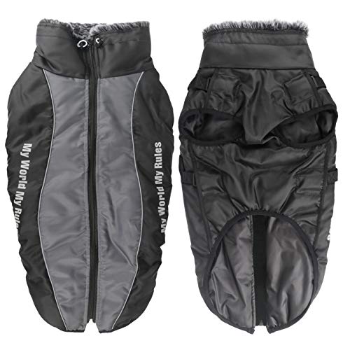 Idepet Hund Mantel Warme Jacke, Reflektierender Haustier-Schneeanzug Sport im Freien wasserdichte Hundekleidung Outfit-Weste für mittelgroße Hunde mit Gurtloch von Idepet