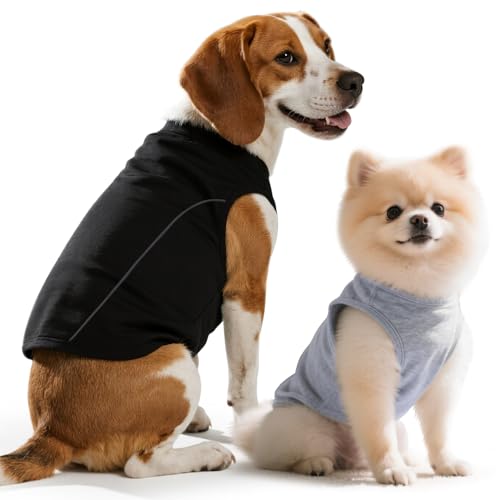 Idepet Hunde-Shirts, weich, atmungsaktiv, ärmellos, für kleine, mittelgroße Hunde und Katzen, wasserdicht, ölbeständig, Welpenweste, niedlich, leicht, Sommerkleidung (Schwarz und Grau, XX-Large) von Idepet