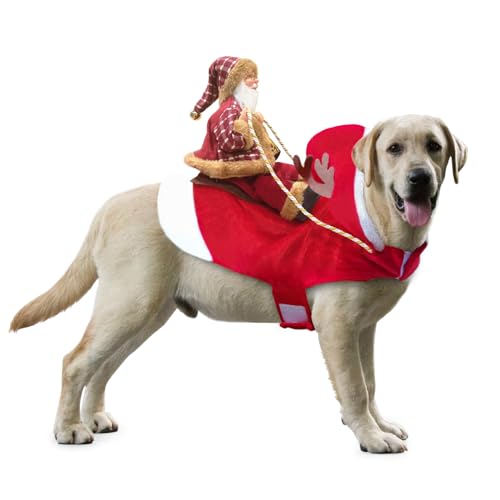 Idepet Hundekostüm Weihnachten, Hund Weihnachten Kostüm mit Santa Claus Reiten auf Haustier Katze Hundepullover Weihnachten Idepet Hundekostüm Weihnachten, Hund Weihnachten Kostüm mit Santa Claus Reiten auf Haustier Katze Hundepullover Weihnachten von Idepet