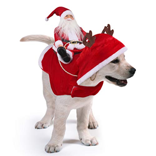 Idepet Hundekostüm mit Weihnachtsmann-Motiv, für Halloween, Cosplay, für den Winter, mit Kapuze, Weste, Kleidung, Weihnachtsdekoration für Katze, Hund, Welpen, Weihnachtsfeier von Idepet