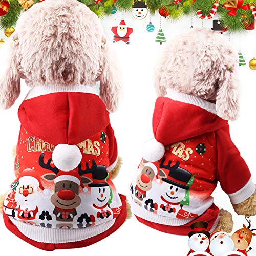 Idepet Hundekostüme Weihnachten, Pet Hoodies warme Hundemantel für Winter Frühling Weihnachten Halloween Festival von Idepet