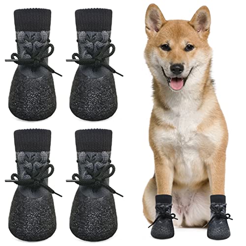 Idepet Hundesocken Anti-Rutsch Hundeschuhe Welpenpfotenschutz wasserdichte Haustierstiefel Outdoor Kleine Hundeschuhe 4 Stück Socken für kleine mittelgroße Hunde Chihuahua von Idepet