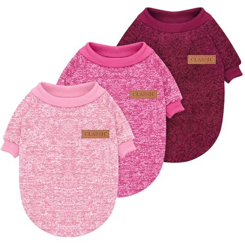 Idepet Klassischer Strickpullover für kleine und mittelgroße Hunde, warme Haustierkleidung, weiche Hunde- und Katzenbekleidung, 3-teilig, Größe XXS von Idepet