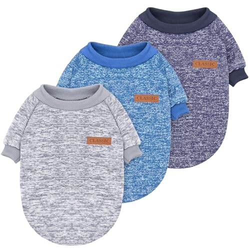 Idepet Klassischer Strickpullover für kleine und mittelgroße Hunde, warme Haustierkleidung, weiche Hunde- und Katzenkleidung, 3-teilig, Größe M von Idepet