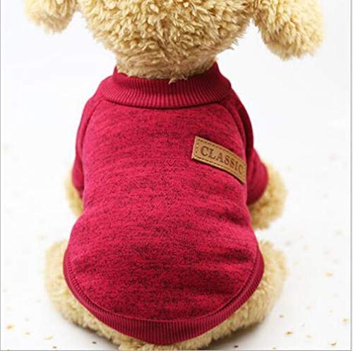 Idepet Pet Dog Classic Strickwaren Pullover Fleece Mantel Verdickung Warm Welpen Hunde Shirt Winter Hund Katze Kleidung Welpen Customes Kleidung für kleine Hunde (XXS, Weinrot) von Idepet
