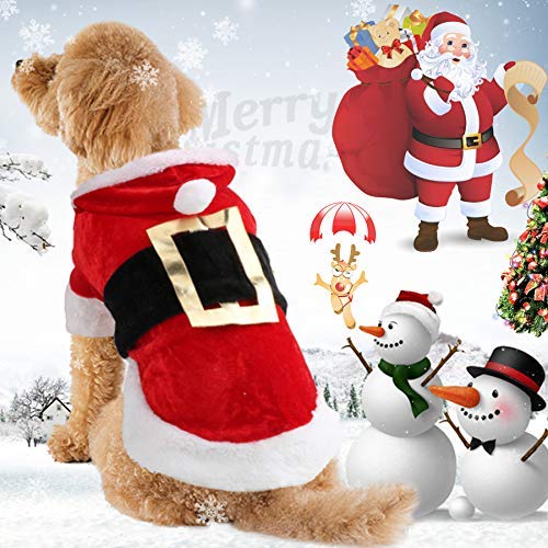 Idepet Santa Hundekostüm Weihnachten Baumwolle Haustier Kleidung Winter Hoodie Coat Kleidung Hund Haustier Kleidung Chihuahua Yorkshire Pudel von Idepet