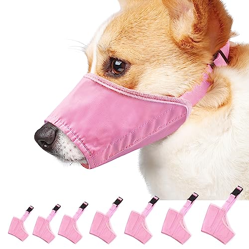 Idepet Verstellbare Maulkörbe für Hunde, Anti-Bell-Maulkörbe für kleine, mittlere, große und extra Hunde, Rosa, 7 Stück von Idepet
