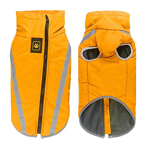 Idepet Wasserdichter Hundemantel Winter Warme Jacke, Winddichte Haustierkleidung Hundejacke Outfit für kleine mittelgroße Hunde mit Geschirrloch XL-6XL Gelb Idepet Wasserdichter Hundemantel Winter Warme Jacke, Winddichte Haustierkleidung Hundejacke Outfit für kleine mittelgroße Hunde mit Geschirrloch XL-6XL Gelb von Idepet