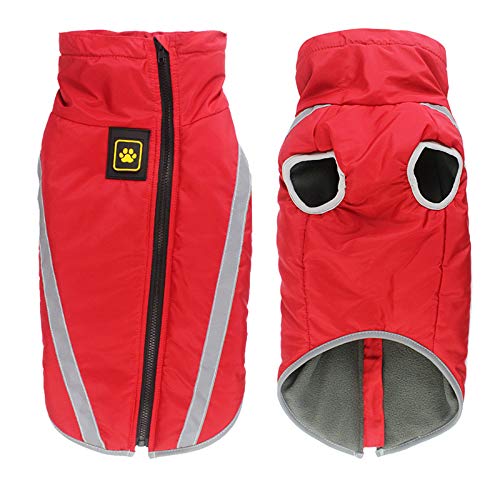 Idepet Wasserdichter Hundemantel Winter Warme Jacke, Winddichte Haustierkleidung Hundejacke Outfit für kleine mittelgroße Hunde mit Geschirrloch XL-6XL Rot Idepet Wasserdichter Hundemantel Winter Warme Jacke, Winddichte Haustierkleidung Hundejacke Outfit für kleine mittelgroße Hunde mit Geschirrloch XL-6XL Rot von Idepet