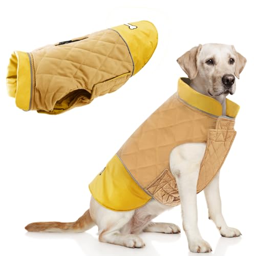 Idepet Winddichter Hundemantel Winter Warme Jacke,Anti-Schneeanzug Hundebekleidung für kleine mittelgroße Hunde mit Geschirrloch Blau Rosa Grau von Idepet