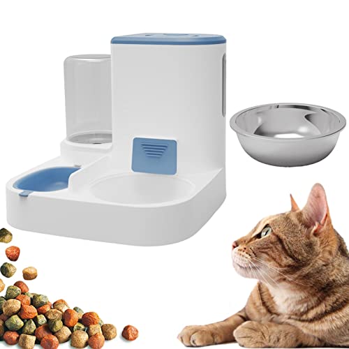 Idezek Futterautomat für Katzen und Hunde,Automatisches All-in-1 Katzen-Wasser- und Futternapf-Set | Futterautomat mit automatischer Wasserflasche, Katzenfutterautomat für kleine oder mittelgroße von Idezek