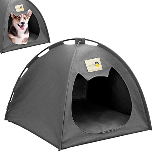 Idezek Katze Tipi - Überdachtes Haustierbett mit abnehmbarem, waschbarem Kissen | Outdoor-Camping-Haustierzelt für kleine, mittelgroße Katzen und Hunde von Idezek