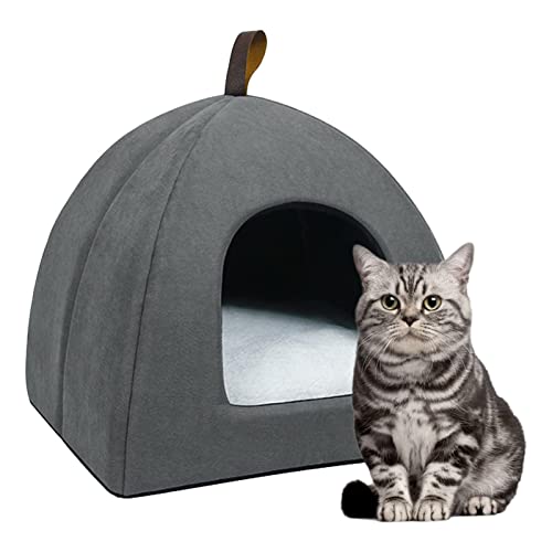 Idezek Katzenzelt Bett - Haustier-Zelt mit Unterlage - Katzenbett für Hauskatzen, Katzenhausmöbel für Haustier-Kätzchen-Zelthöhle, schaffen EIN Gefühl von Komfort, niedliche Hundebetten von Idezek