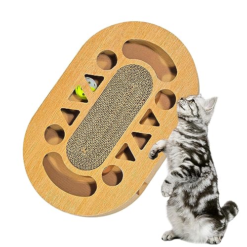 Katzenkratzbrett | Kratzunterlage mit Katzenminze-Glockenball | Wellpappe-Katzenkratzbox in Mehreren Formen lindert Langeweile und hält Katzen gesund Idezek von Idezek