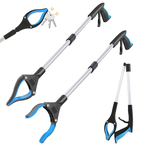 Idota 2 Stück Greifzange für Senioren mit Magnet-Greifarm 83cm Faltbare Teleskop Greifer Müllzange 360° Drehbarer Kopf für die Müllabfuhr von Idota