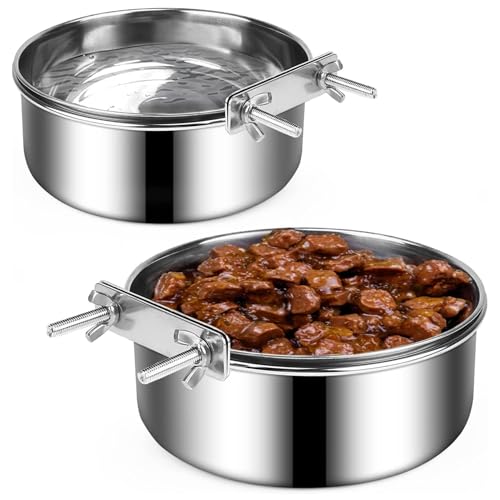 2pcs Hundeschale für Kiste mit 2 Bolzenhalter 7.09 in/6.30 in Hundekiste Wasserschale hängende schwere verschüttete, runde waschbare Edelstahl ohne Verschüttung Wasser für Hunde von Iewroyt