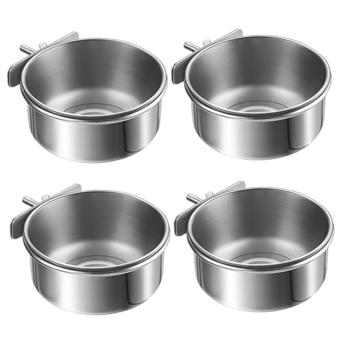 4pcs Vogelkäfigfuttermittel, 4x2 Abnehmbarer Edelstahl Vogelfutterschale mit Klemme, rostresistenter Kaninchenfuttermittel für Papageien Cockatiel Conure Brudgies kleines Tier von Iewroyt