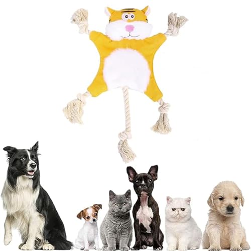 Iewroyt Quietschende Hundespielzeug, lustiger Plüschhund -Kauenspielzeug, Plüsch Tiger für kleine Hunde, Hundeseil, Welpe -Zahnen, für große (Tiger) von Iewroyt