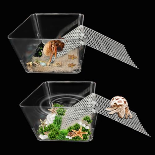 2 Stück transparenter Einsiedlerkrebs Wassertank mit Kletterrampe, Einsiedlerkrebs Aquarium Tank Käfig Salzwasser Pool Zubehör, Einsiedlerkrebs Lebensraum für kleine oder mittelgroße Einsiedlerkrebs 2 Stück transparenter Einsiedlerkrebs Wassertank mit Kletterrampe, Einsiedlerkrebs Aquarium Tank Käfig Salzwasser Pool Zubehör, Einsiedlerkrebs Lebensraum für kleine oder mittelgroße Einsiedlerkrebs von Iffitya