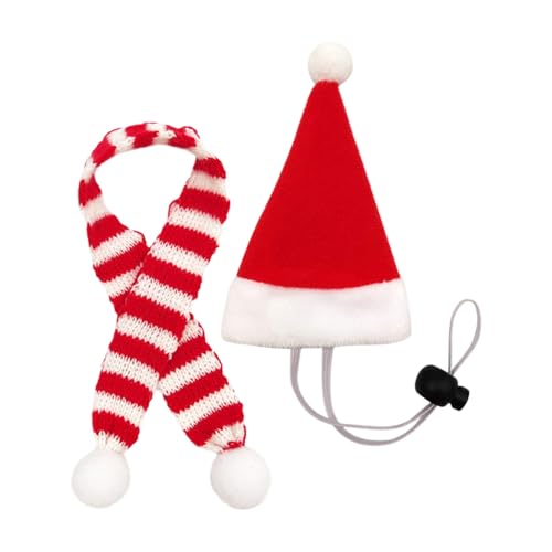 Ihdjasg Hühner Outfits | Weihnachtsmann Cosplay Kostümzubehör für kleine Haustiere | Kleintier Winziger Weihnachtsmannhut mit verstellbarem Kinnriemen | für Ente Huhn Hamster Katze Welpe von Ihdjasg