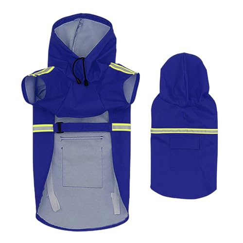 Ihdjasg Hunderegenmantel, Hunderegenponcho, Wasserdichter Hundeponcho mit reflektierendem Streifen, Verstellbarer Haustiermantel mit Kapuze, atmungsaktiver Poncho mit reflektierenden Streifen für von Ihdjasg