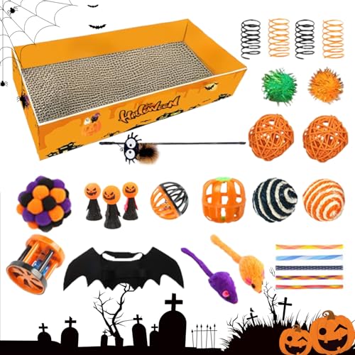 Ihdjasg Innen Katzenspielangel - Interaktives Beschäftigungsspielzeug Für Katzen | Halloween Spielzubehör Für Haus Wohnung Garten Wohnzimmer Terrasse von Ihdjasg