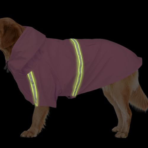 Ihdjasg wasserdichte Hundejacke, Hunderegenmantel,Wasserdichter Hundeponcho mit reflektierendem Streifen | Verstellbarer Haustiermantel mit Kapuze, atmungsaktiver Poncho mit reflektierenden Streifen von Ihdjasg
