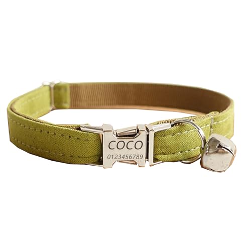 Haustierhalsband mit individueller Gravur, personalisiertes Katzen- und Hundehalsband mit Sicherheitsverschluss, Halsbänder mit Glöckchen für Katzenjungen und mädchen (Baumflusen,L) von Iirlvior