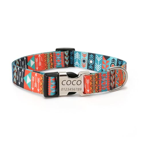 Personalisiertes Hundehalsband mit gravierter Metallschnalle – Haustierhalsbänder personalisiert mit Namen und Telefonnummer mit graviertem Schieber – verstellbare Größen (Geheimnis Maya,S) von Iirlvior