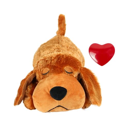 Ikaif Comforting Puppy Toy: Little Buddy Mit Heartbeat - Hundetraining Hilfe Für Trennungsangst Relief, Verhaltensunterstützung Für Haustiere (Brauner Hund) von Ikaif