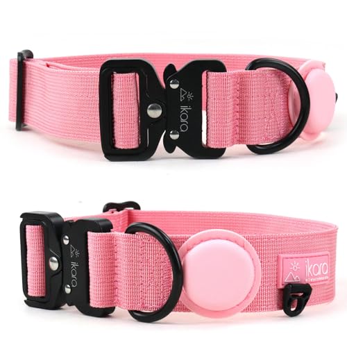 Ikara Wilderness Co Strapazierfähiges Hundehalsband – Apple Airtag Hundehalsband für mittelgroße und große Hunde – Hundehalsband für Outdoor-Abenteuer mit leichterer Schnalle, Nylon-Haustierbedarf für von Ikara Wilderness Co