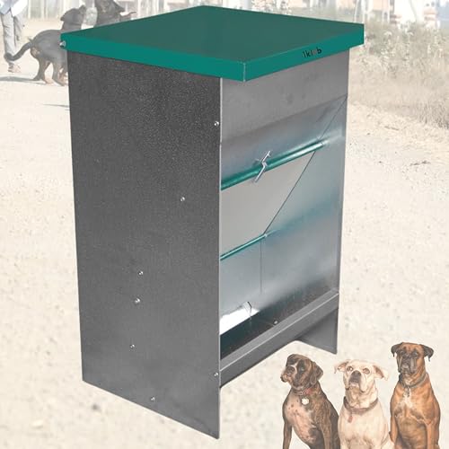 IKLOB® Futterspeicher Hunde verzinktes Blech. Futterautomat für Hunde mit einem Fassungsvermögen von 42 Litern (+17-19 KG). Innen und außen mit nagetier- und vogelsicheren Deckeln… von Iklob