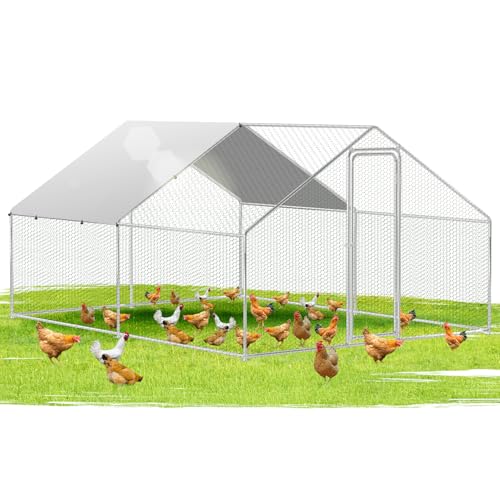 Ikodm Hühnerstall Freilaufgehege Außengehege XXL 3x4x2m mit Schloss,Tiergehege Verzinkter Stahl Hühnerhaus Freigehege Outdoor Geflügelstall, für Hühnerkäfig Kleintiere von Ikodm