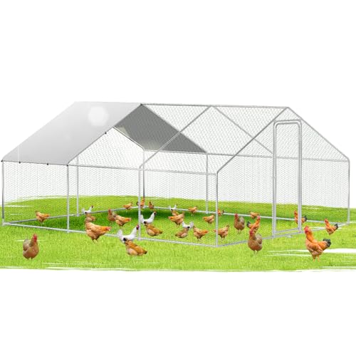 Ikodm Hühnerstall Freilaufgehege XXL 3x6x2m mit Schloss, Tiergehege Verzinkter Stahl Hühnerhaus Freigehege Outdoor Geflügelstall, für Hühnerkäfig Kleintiere von Ikodm