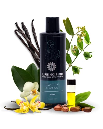 Antiallergisches Hundeshampoo für Hunde mit empfindlicher Haut – weiches und glänzendes Fell, sanftes pflegendes Shampoo, ideal für empfindliche Hunde mit Intoleranz, 250 ml (Vanille Sweety) von Il Principino