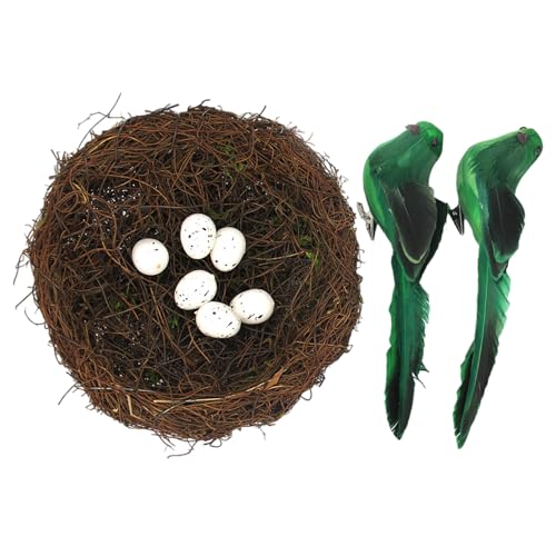 Vogelhaus-Korb-Set aus natürlichem Rattan, inklusive gefiederten Akzenten mit künstlichen Eiern, für den Frühling, Zuhause, Bühnenbildung, Fotografie, Requisiten, Osterbedarf Vogelhaus-Korb-Set aus natürlichem Rattan, inklusive gefiederten Akzenten mit künstlichen Eiern, für den Frühling, Zuhause, Bühnenbildung, Fotografie, Requisiten, Osterbedarf von Illkjasfc