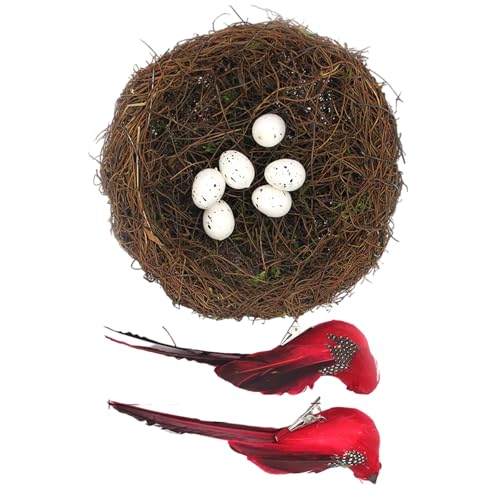 Vogelhaus-Korb-Set aus natürlichem Rattan, inklusive gefiederten Akzenten mit künstlichen Eiern, für den Frühling, Zuhause, Bühnenbildung, Fotografie, Requisiten, Osterbedarf Vogelhaus-Korb-Set aus natürlichem Rattan, inklusive gefiederten Akzenten mit künstlichen Eiern, für den Frühling, Zuhause, Bühnenbildung, Fotografie, Requisiten, Osterbedarf von Illkjasfc