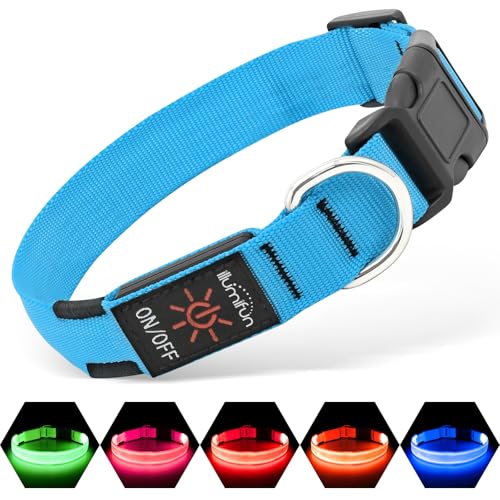 Illumifun Leuchthalsband Hund Aufladbar LED Hundehalsband Wasserdichtes Leuchthalsband für kleine und große Hunde, Hundelichter für nächtliche Spaziergänge (Blau, Mittel) Illumifun Leuchthalsband Hund Aufladbar LED Hundehalsband Wasserdichtes Leuchthalsband für kleine und große Hunde, Hundelichter für nächtliche Spaziergänge (Blau, Mittel) von Illumifun
